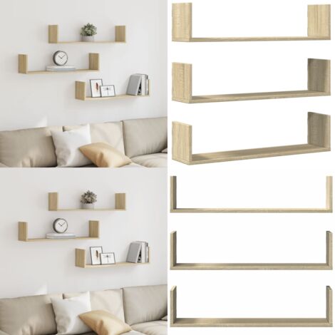 Mensole a Parete 3pz Rovere Sonoma 80x18x18 cm in Truciolato - Scaffali a parete - Scaffali in legno
