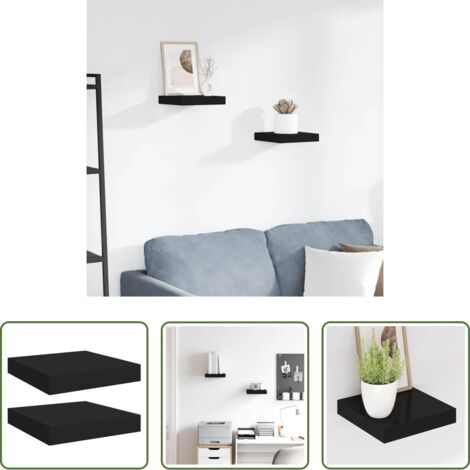 Mensole a parete -  Scaffali a Parete 2 pz Neri 23x23,5x3,8 cm in MDF