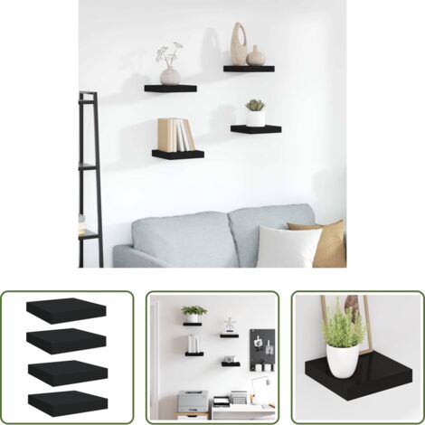Mensole a parete -  Scaffali a Parete 4 pz Neri 23x23,5x3,8 cm in MDF