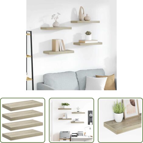 Mensole a parete -  Scaffali a Parete 4 pz Rovere 50x23x3,8 cm in MDF