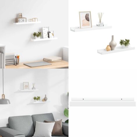 Mensole con Sporgenza 2 pz Bianche 40x9x3 cm MDF - Scaffali a parete - Ripiani espositori