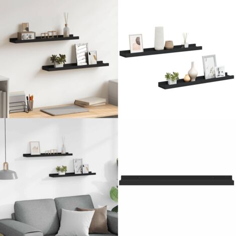 Mensole con Sporgenza 2 pz Nere 60x9x3 cm MDF - Scaffale a parete - Ripiani espositori
