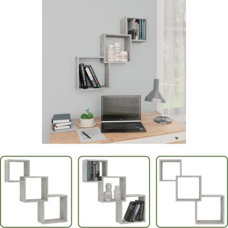 Mensole cubiche -  Mensole a Muro Cubiche Grigio Cemento 68x15x68cm Multistrato