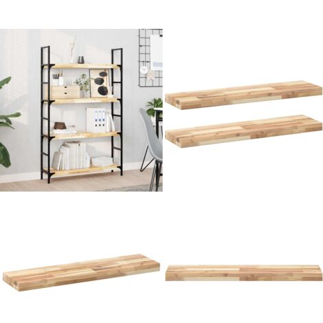 Mensole da Parete 2 pz 100x20x4 cm Legno Acacia Non Trattato - Scaffale a parete - Mensole in legno