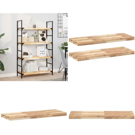 Mensole da Parete 2 pz 100x30x4 cm Legno Acacia Non Trattato - Scaffale a parete - Scaffale in legno