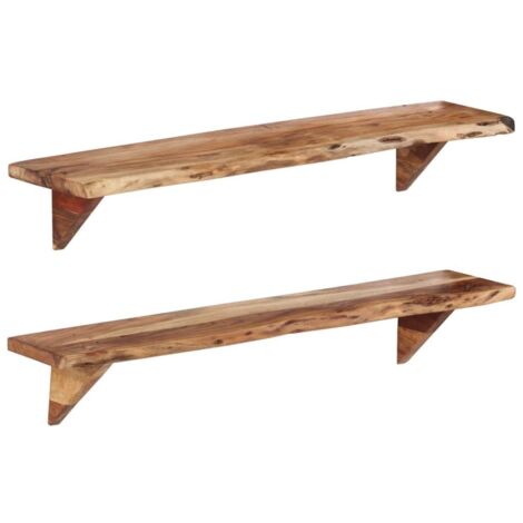 Mensole da Parete 2 pz 110x20x18 cm in Legno Massello di Acacia vidaXL