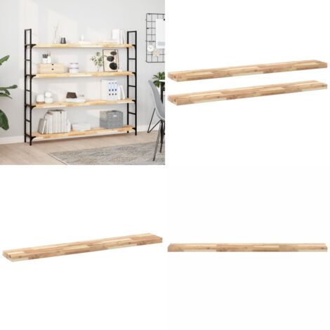 Mensole da Parete 2 pz 120x20x4 cm Legno Acacia Non Trattato - Scaffale a parete - Scaffale in legno
