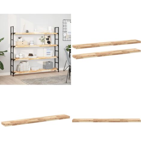 Mensole da Parete 2 pz 140x20x4 cm Legno Acacia Non Trattato - Scaffale galleggiante - Stoccaggio in parete