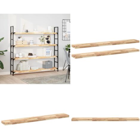 Mensole da Parete 2 pz 160x20x4 cm Legno Acacia Non Trattato - Scaffale galleggiante - Stoccaggio in parete