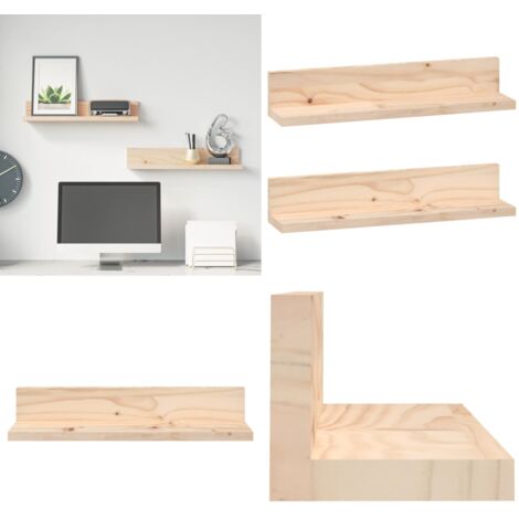 Mensole da Parete 2 pz 50x11x9cm in Legno Massello di Pino - Mensole in pino - Mensole a muro