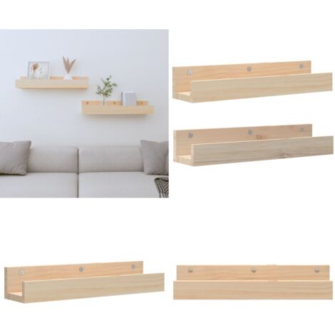 Mensole da Parete 2 pz 50x12x9cm in Legno Massello di Pino - Mensole da parete - Mensole in pino