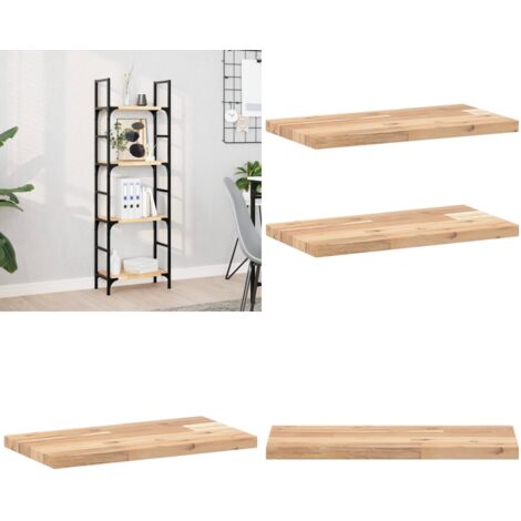 Mensole da Parete 2 pz 60x20x2 cm Legno Acacia Non Trattato - Scaffale galleggiante - Stoccaggio in parete
