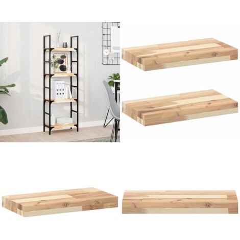 Mensole da Parete 2 pz 60x20x4 cm Legno Acacia Non Trattato - Scaffale a parete - Scaffale in legno