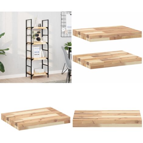 Mensole da Parete 2 pz 60x30x4 cm Legno Acacia Non Trattato - Scaffale a parete - Mensole in legno