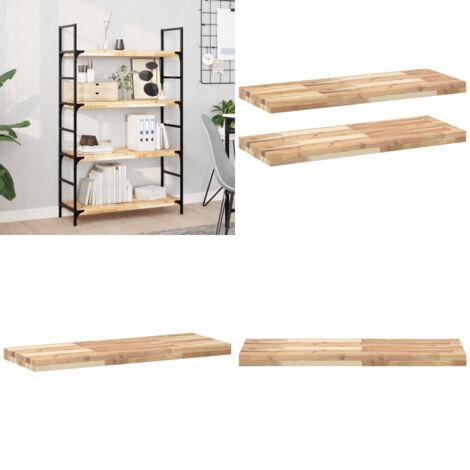 Mensole da Parete 2 pz 80x30x4 cm Legno Acacia Non Trattato - Scaffale galleggiante - Legno acacia