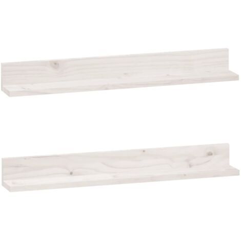 Mensole da Parete 2 pz Bianco 80x11x9cm Legno Massello di Pino vidaXL