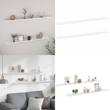 Mensole da Parete 2 pz Bianco Lucido 115x9x3 cm - Scaffale a muro - Scaffale in mdf