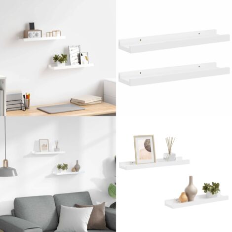 Mensole da Parete 2 pz Bianco Lucido 40x9x3 cm - Scaffale a muro - Scaffale in mdf