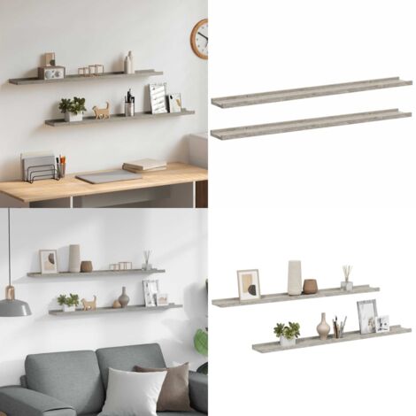 Mensole da Parete 2 pz Grigio Cemento 100x9x3 cm - Scaffale a muro - Scaffale per interni