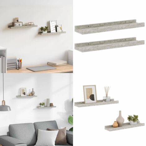 Mensole da Parete 2 pz Grigio Cemento 40x9x3 cm - Scaffale a muro - Scaffale da parete
