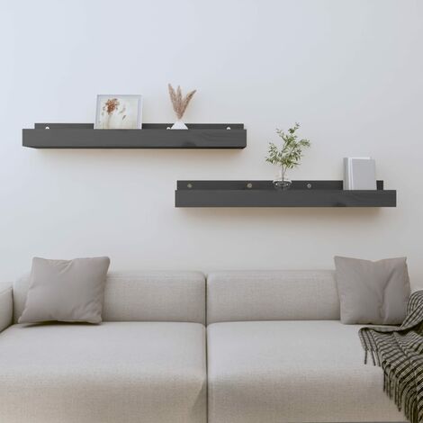Mensole a cubo da parete 4 pezzi grigio lucido 60x15x23 cm truciolare,  decorazione soggiorno, mensole, decorazione