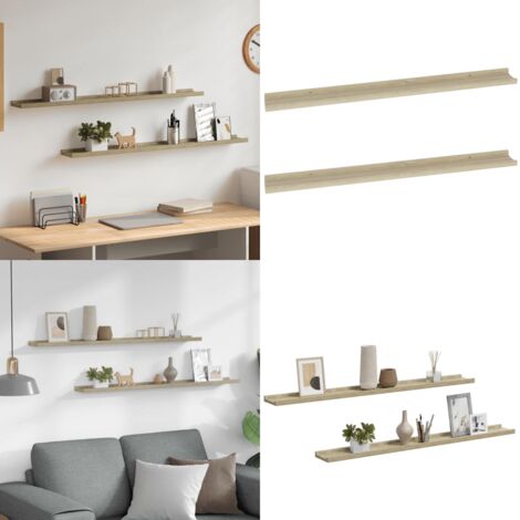 Mensole da Parete 2 pz Rovere Sonoma 100x9x3 cm - Scaffale a muro - Scaffale in mdf