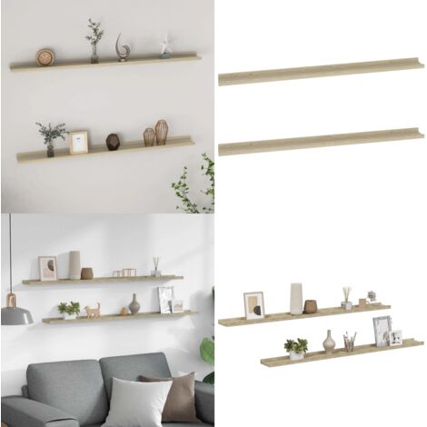 Mensole da Parete 2 pz Rovere Sonoma 115x9x3 cm - Scaffale a muro - Scaffale in mdf