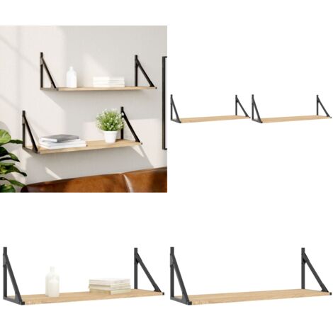 Mensole da parete 2 pz Rovere Sonoma 80x25x25,5 cm Legno ingegnerizzato - Mensole in legno - Mensole in legno ingegnerizzato