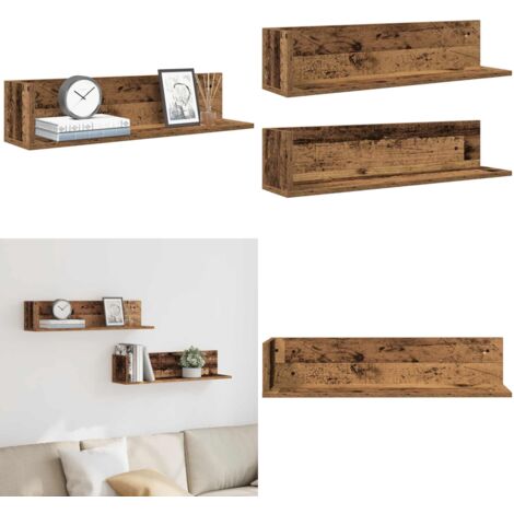Mensole da Parete 2pz Legno Vecchio 75x16,5x16,5 cm Truciolato - Mensole in truciolato - Mensole in legno antico
