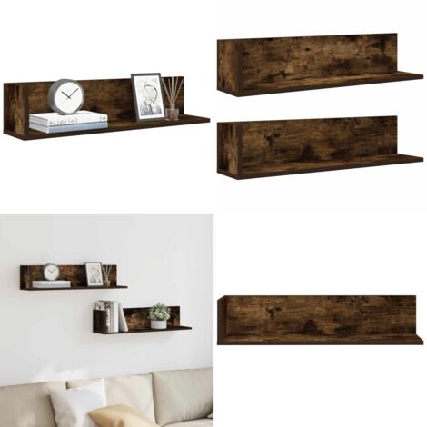 Mensole da Parete 2pz Rovere Fumo 75x16,5x16,5 cm in Truciolato - Mensole a muro - Mensole in truciolato