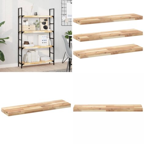 Mensole da Parete 3 pz 100x20x4 cm Legno Acacia Non Trattato - Scaffale galleggiante - Stoccaggio in parete