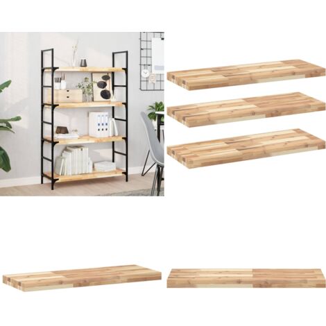 Mensole da Parete 3 pz 100x30x4 cm Legno Acacia Non Trattato - Scaffale in legno - Scaffale galleggiante