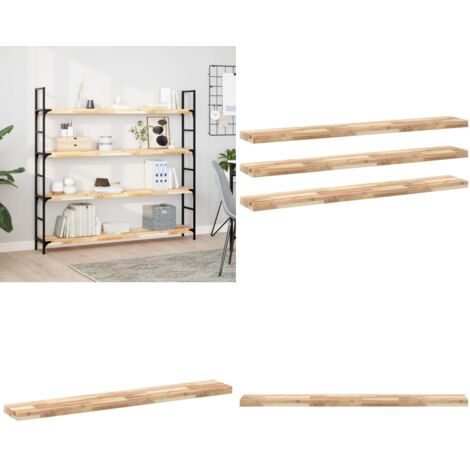 Mensole da Parete 3 pz 140x20x4 cm Legno Acacia Non Trattato - Scaffale galleggiante - Stoccaggio in parete