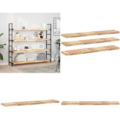 Mensole da Parete 3 pz 140x30x4 cm Legno Acacia Non Trattato - Scaffale galleggiante - Stoccaggio in parete