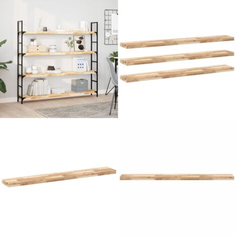 Mensole da Parete 3 pz 160x20x4 cm Legno Acacia Non Trattato - Scaffale galleggiante - Stoccaggio in parete