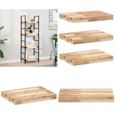 Mensole da Parete 3 pz 60x30x4 cm Legno Acacia Non Trattato - Scaffale galleggiante - Stoccaggio in parete