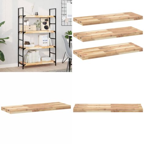 Mensole da Parete 3 pz 80x30x4 cm Legno Acacia Non Trattato - Scaffale a parete - Scaffale in legno