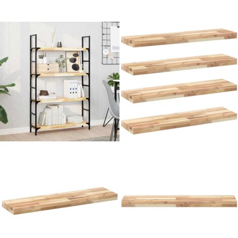 Mensole da Parete 4 pz 100x20x4 cm Legno Acacia Non Trattato - Scaffale galleggiante - Stoccaggio in parete