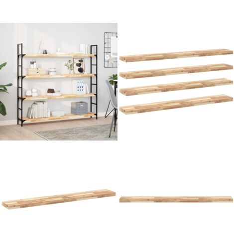 Mensole da Parete 4 pz 160x20x4 cm Legno Acacia Non Trattato - Scaffale galleggiante - Stoccaggio in parete