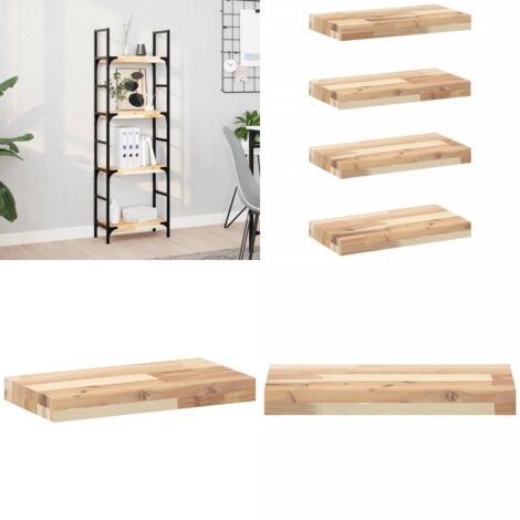 Mensole da Parete 4 pz 60x20x4 cm Legno Acacia Non Trattato - Scaffale galleggiante - Legno acacia
