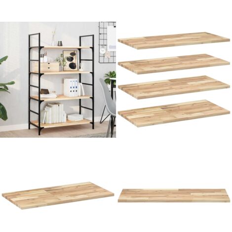 Mensole da Parete 4 pz 60x40x2 cm Legno Acacia Non Trattato - Scaffale galleggiante - Stoccaggio in parete
