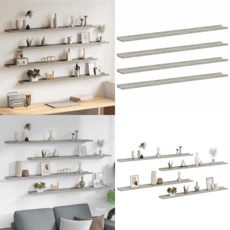 Mensole da Parete 4 pz Grigio Cemento 115x9x3 cm - Scaffale a muro - Scaffale per interni