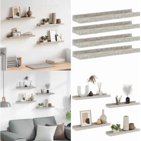 Mensole da Parete 4 pz Grigio Cemento 40x9x3 cm - Scaffale a muro - Scaffale per interni