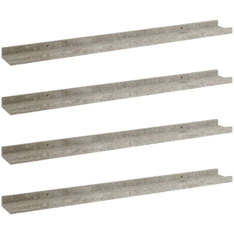 Mensole da Parete 4 pz Grigio Cemento 80x9x3 cm vidaXL