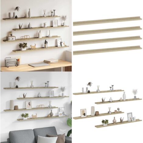 Mensole da Parete 4 pz Rovere Sonoma 115x9x3 cm - Scaffale a muro - Scaffale in mdf