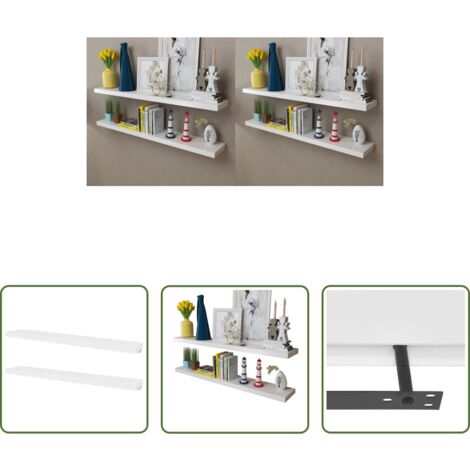 Mensole da parete -  Mensole a Parete 4 pz Bianco 120 cm