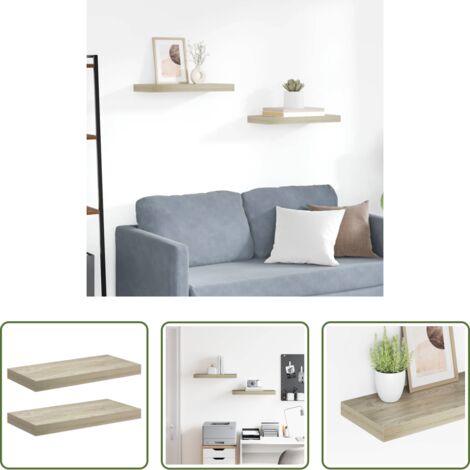 Mensole da parete -  Scaffali a Parete 2 pz Rovere 50x23x3,8 cm in MDF