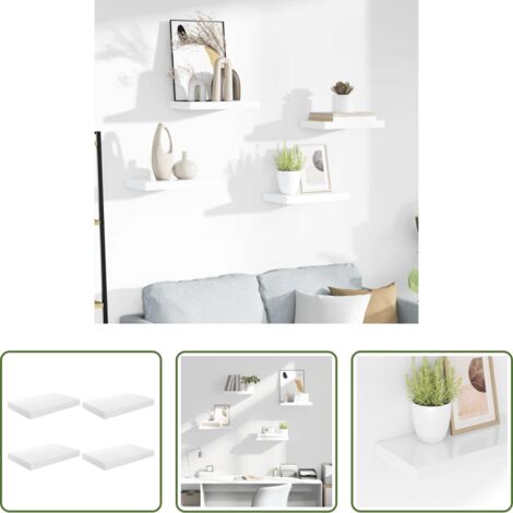Mensole da parete - Scaffali a Parete 4 pz Bianco Lucido 40x23x3,8 cm in MDF