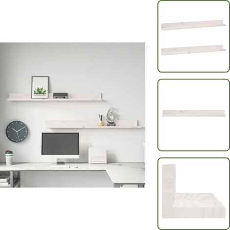 Mensole decorative - vidaXL Mensole da Parete 2 pz Bianco 110x11x9cm Legno Massello di Pino - Mensole a parete