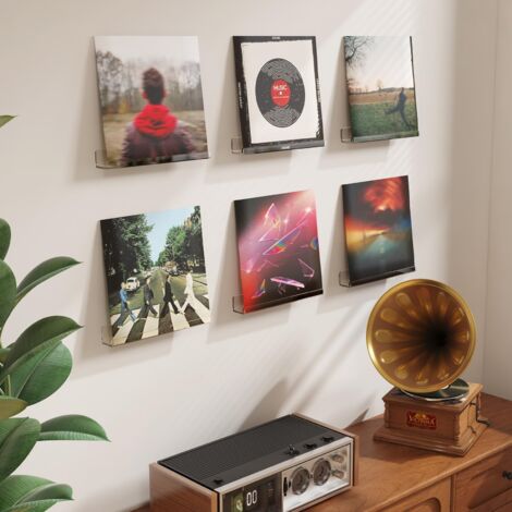 Mensole galleggianti per dischi in vinile, set di 4 mensole da parete in acrilico trasparente da 30 cm, decorazione per libri/foto/trucco, camera da letto, soggiorno, bagno, spazio di archiviazione e 
